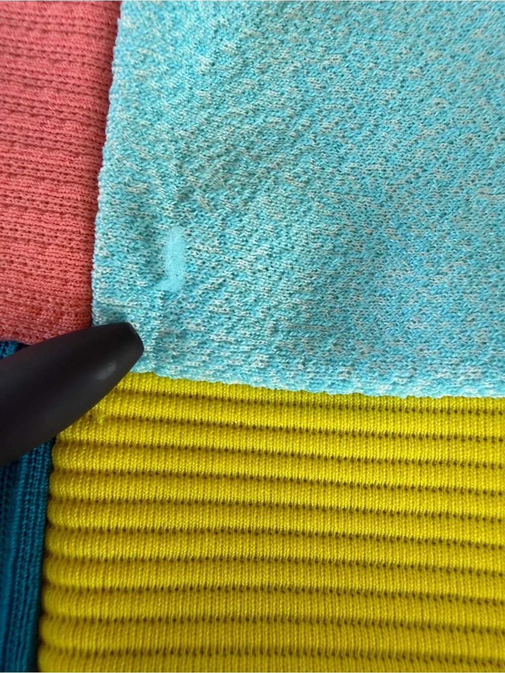 Vintage Double Knit Polyester Patchwork Scrap Quilt Bright Colorful 45x66